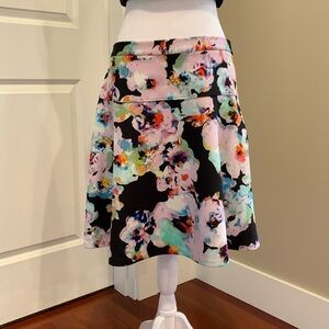 Spense Black Floral A-Line Skirt